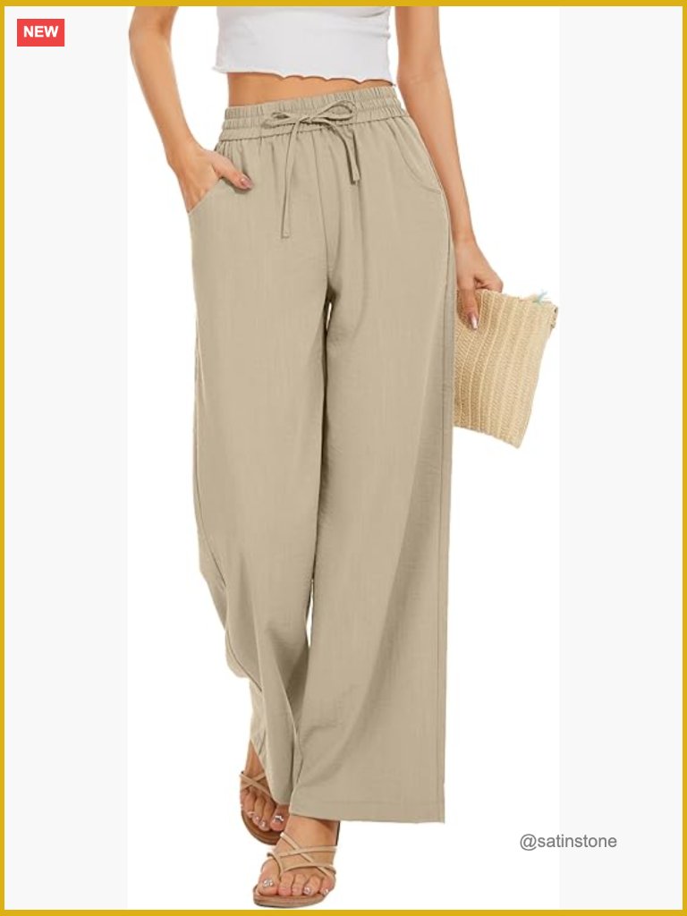 Wide Leg Palazzo Pants With Pockets Loose Fit Casual Beach